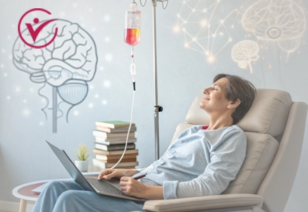 Женщина делает капельницу